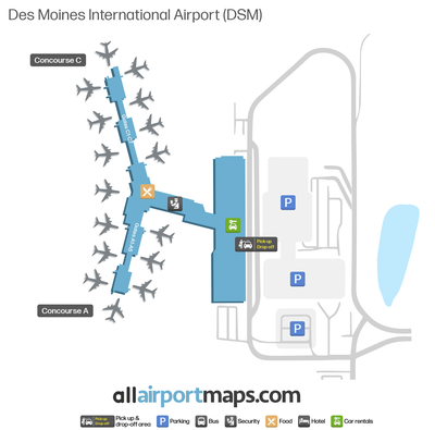 得梅因国际机场 map