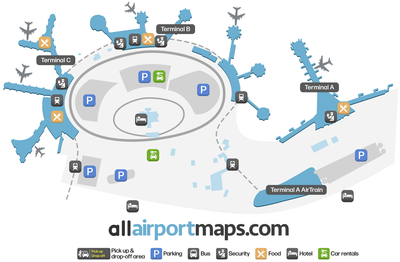 Mapa del Aeropuerto Aeropuerto Internacional Liberty de Newark - Diseño del Terminal EWR