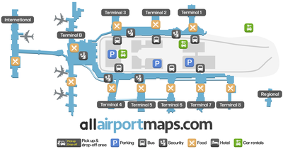 Mapa del Aeropuerto Aeropuerto Internacional de Los Ángeles - Diseño del Terminal LAX