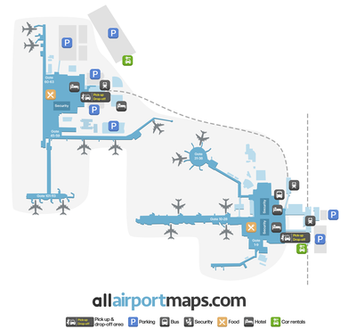 Mapa del Aeropuerto Aeropuerto de Gatwick - Diseño del Terminal LGW