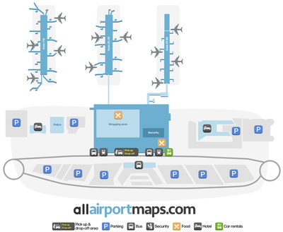 Mapa del Aeropuerto Aeropuerto de Stansted - Diseño del Terminal STN