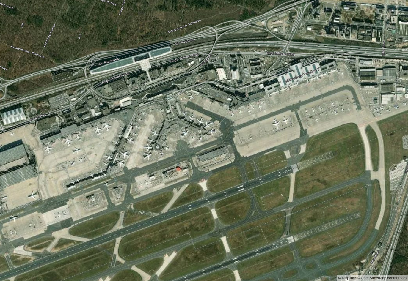 フランクフルト空港空港衛星ビュー - FRA航空マップ＆ターミナル概要