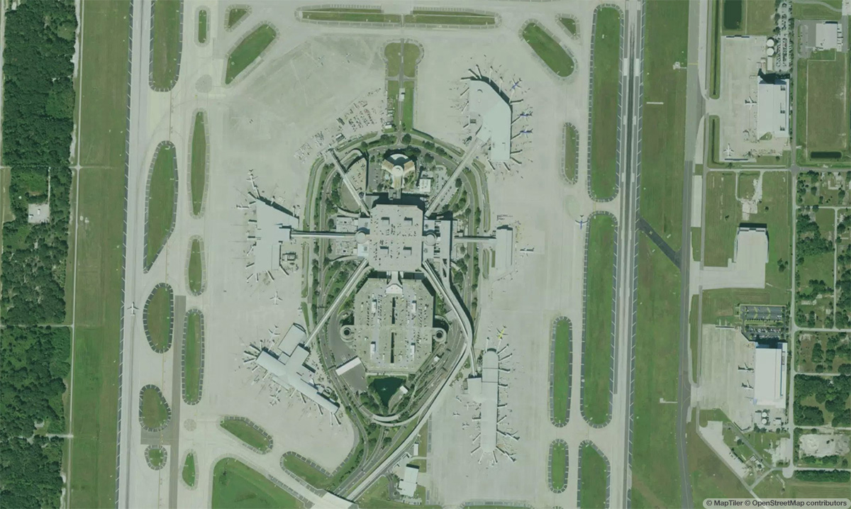 坦帕国际机场机场卫星视图 - TPA航空地图和候机楼概览