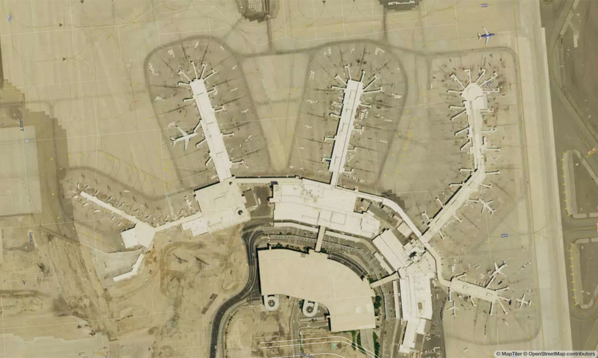 盐湖城国际机场机场卫星视图 - SLC航空地图和候机楼概览