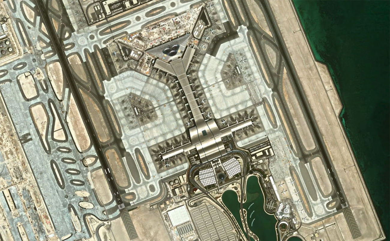 哈马德国际机场机场卫星视图 - DOH航空地图和候机楼概览
