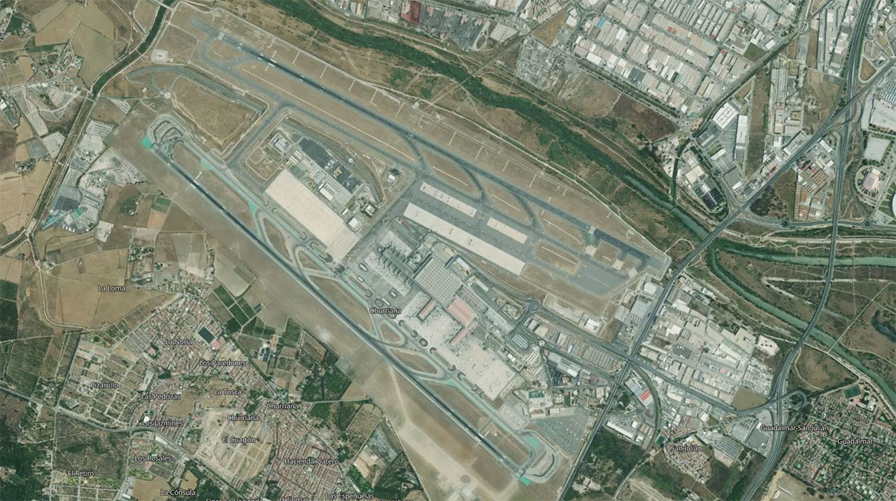 马拉加机场机场卫星视图 - AGP航空地图和候机楼概览