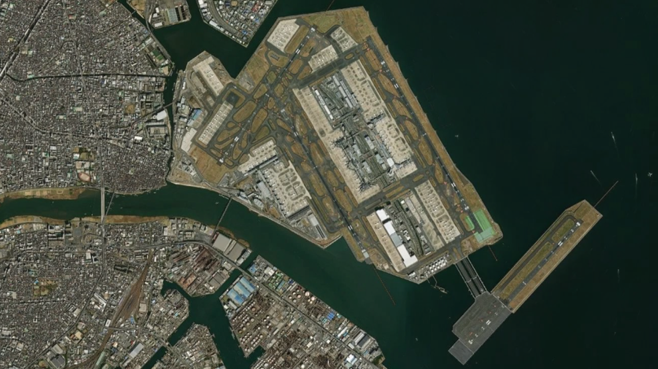 羽田机场机场卫星视图 - HND航空地图和候机楼概览