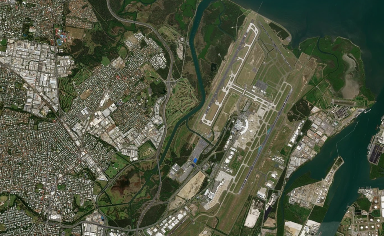 布里斯班国际机场机场卫星视图 - BNE航空地图和候机楼概览