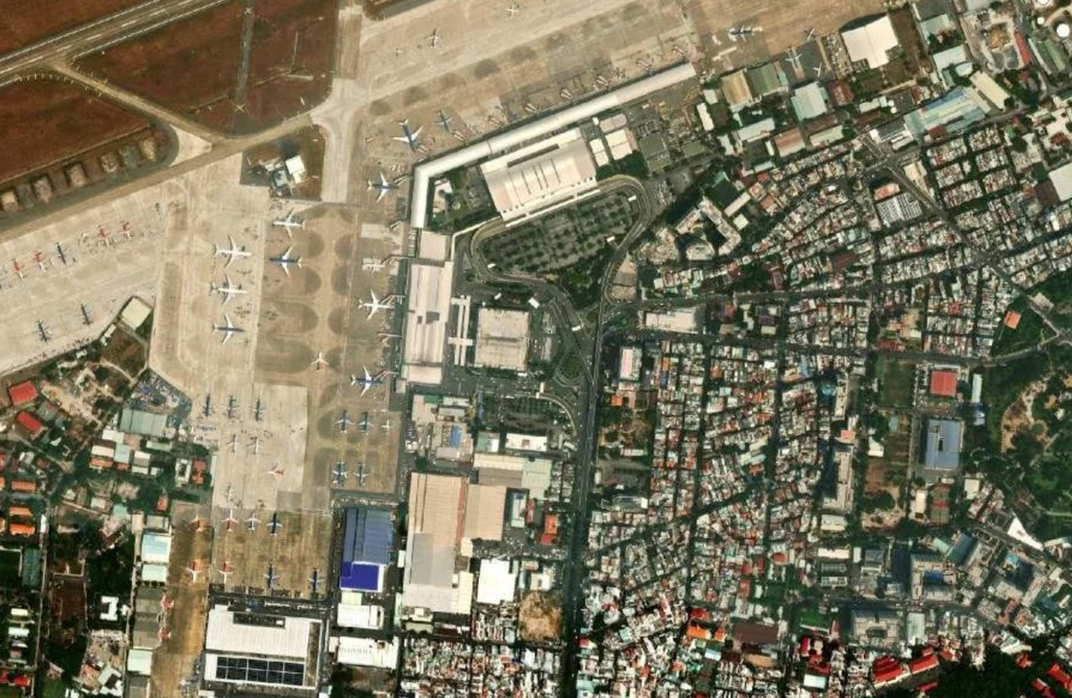 Vista Satelital del Aeropuerto Aeropuerto Internacional Tan Son Nhat - Mapa Aéreo SGN y Vista General del Terminal