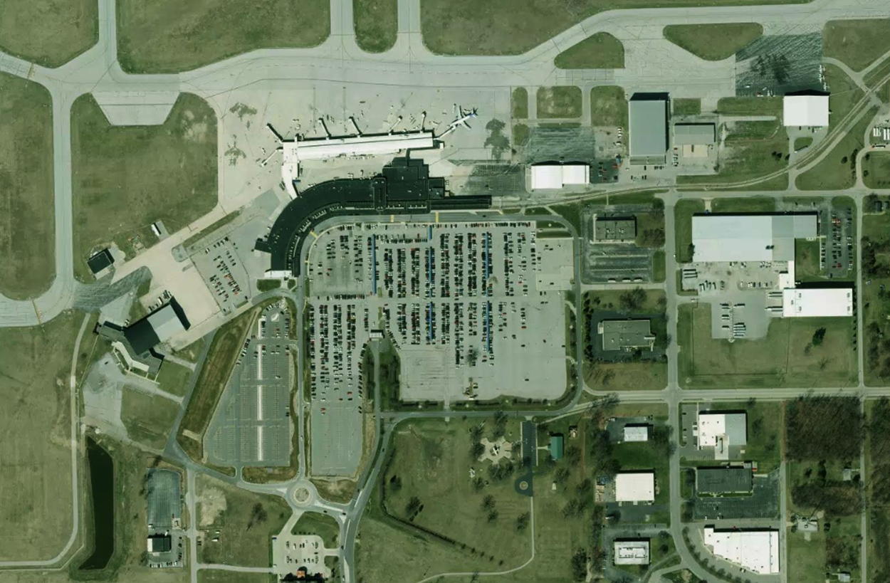 南本德地区机场机场卫星视图 - SBN航空地图和候机楼概览