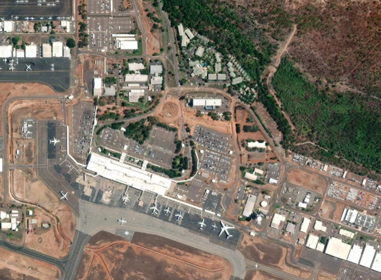 达尔文国际机场机场卫星视图 - DRW航空地图和候机楼概览