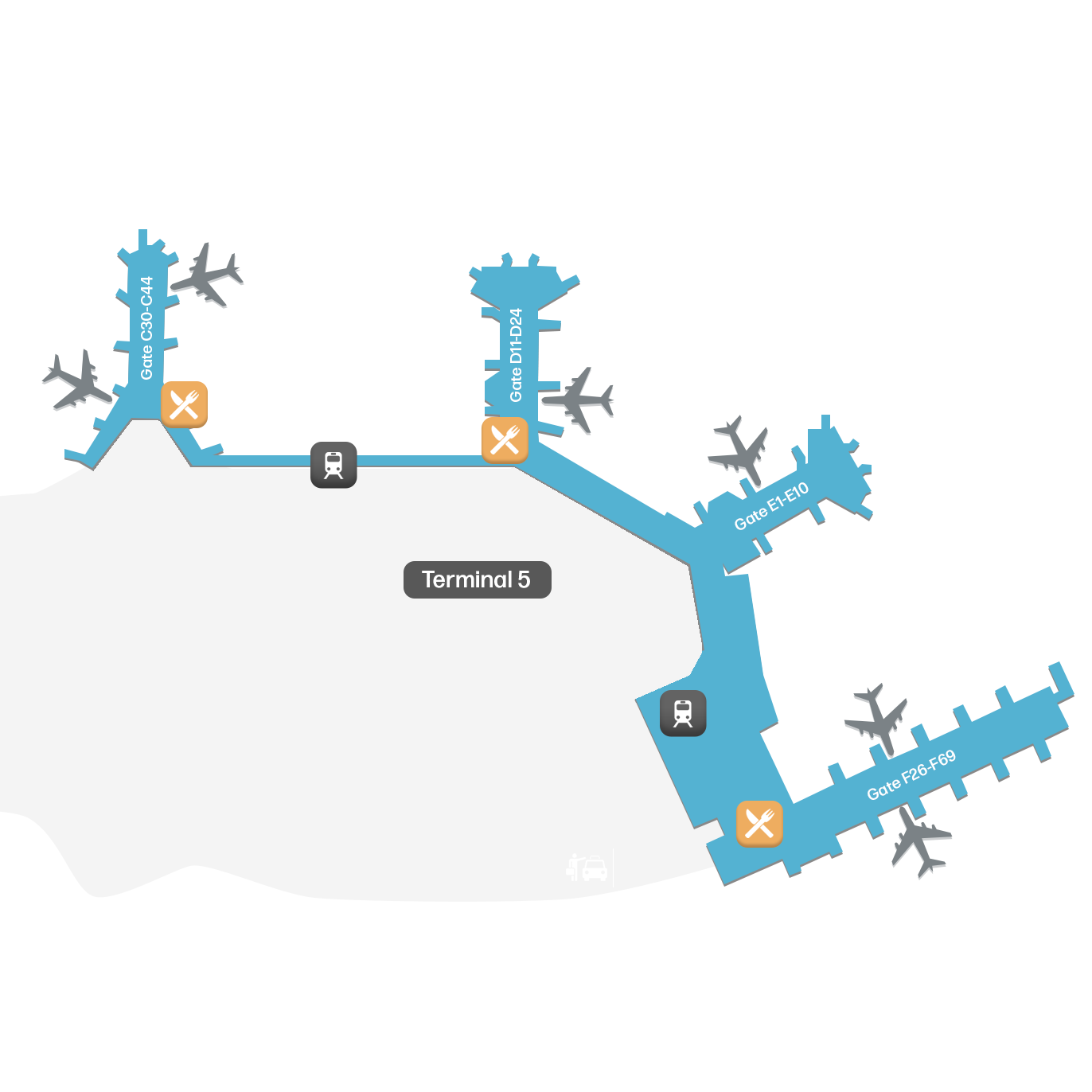 Mappa del Terminal ARN 5 - Planimetria e Disposizione dei Gate