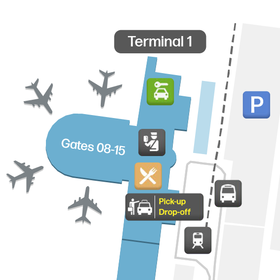 Mapa terminalu AYT 1 - plan piętra i układ bramek