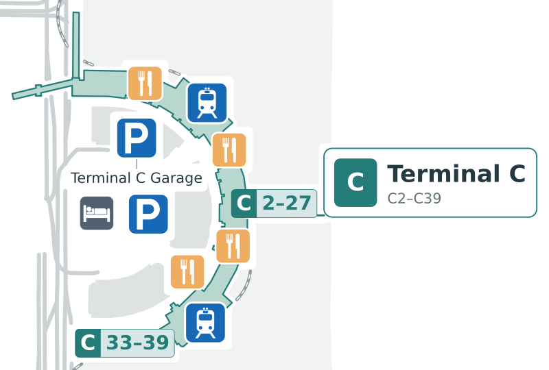 DFW Terminal c Map - Floor Plan & Gate Layout