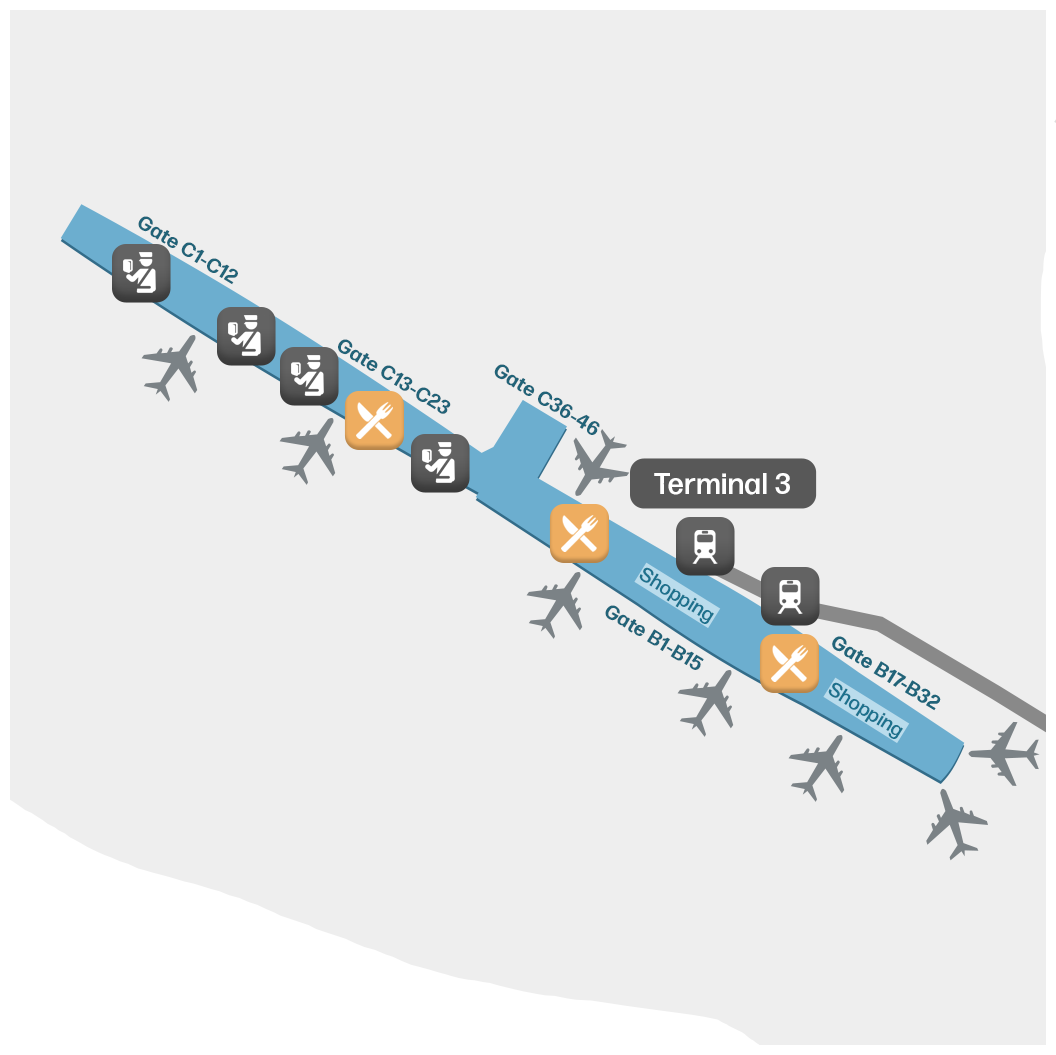 Mapa de Terminal 3 DXB - Plano de Planta y Diseño de Puertas