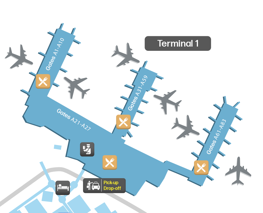 FCO Terminal 1 Map - Floor Plan & Gate Layout