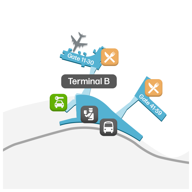 Mapa de Terminal B LGA - Plano de Planta y Diseño de Puertas