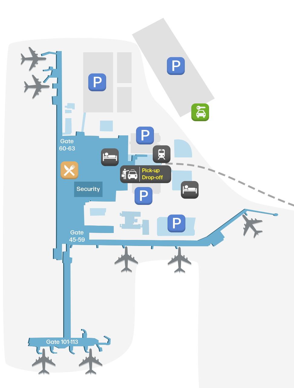 LGW Terminal N Karta - Planlösning & Gatelayout