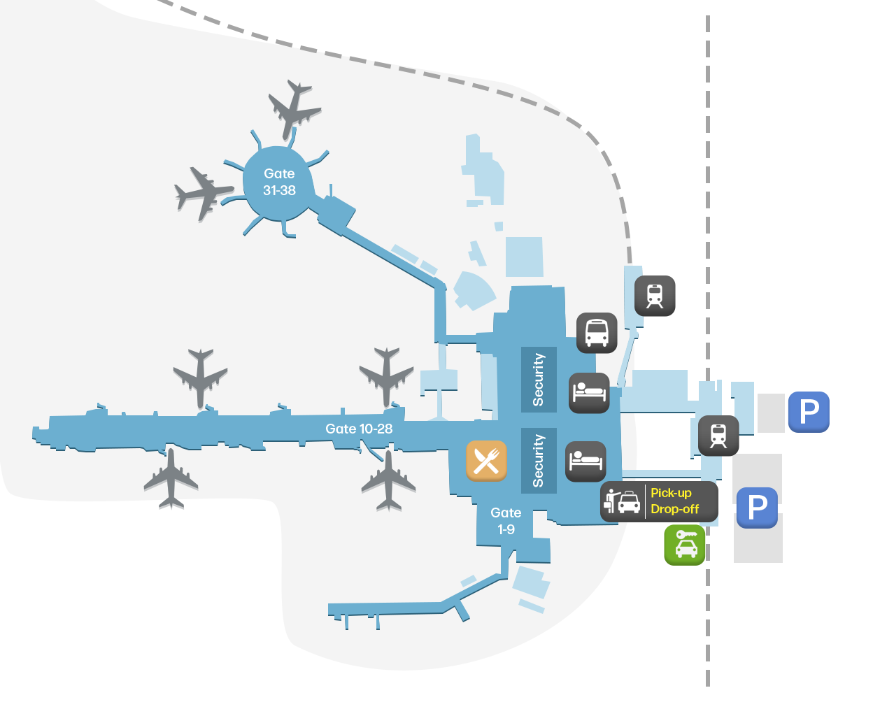 LGW Terminal S Karta - Planlösning & Gatelayout