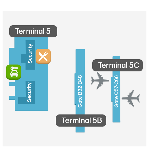 LHR Terminal 5 Karta - Planlösning & Gatelayout