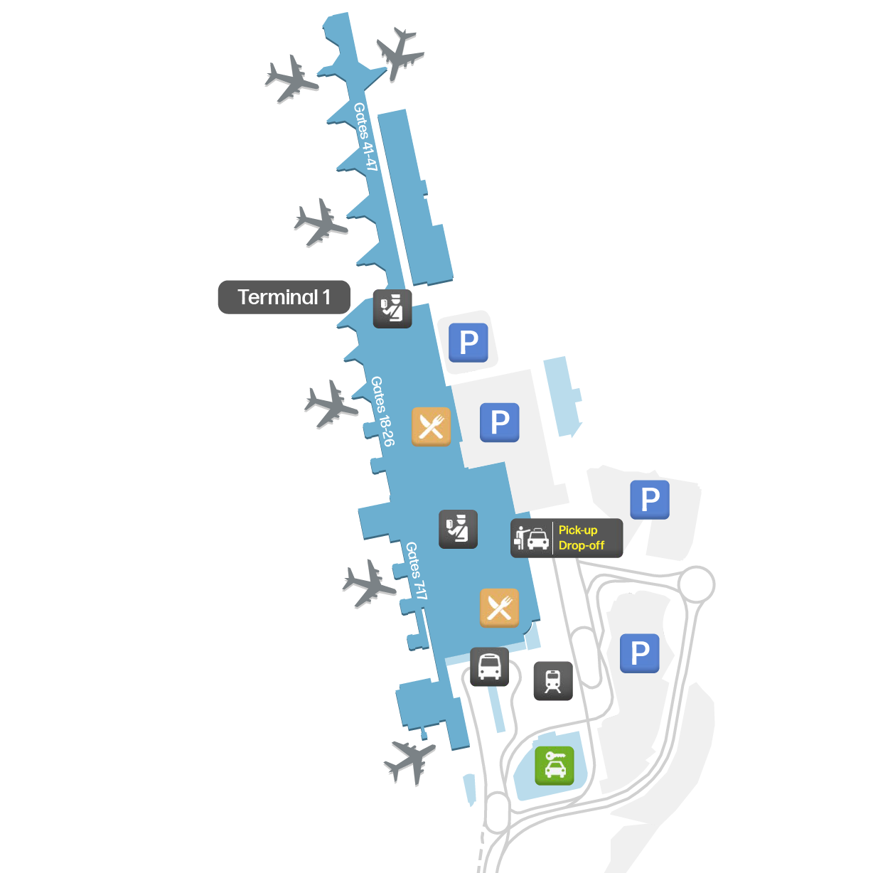 Plan du Terminal LIS 1 - Plan d'Étage & Disposition des Portes