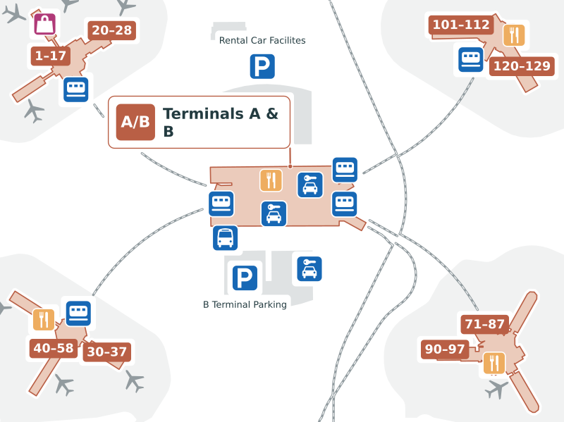 MCO Terminal ab Karte - Grundriss & Gate-Layout