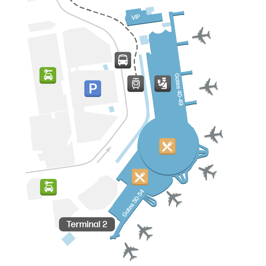 Mappa del Terminal NCE 2 - Planimetria e Disposizione dei Gate