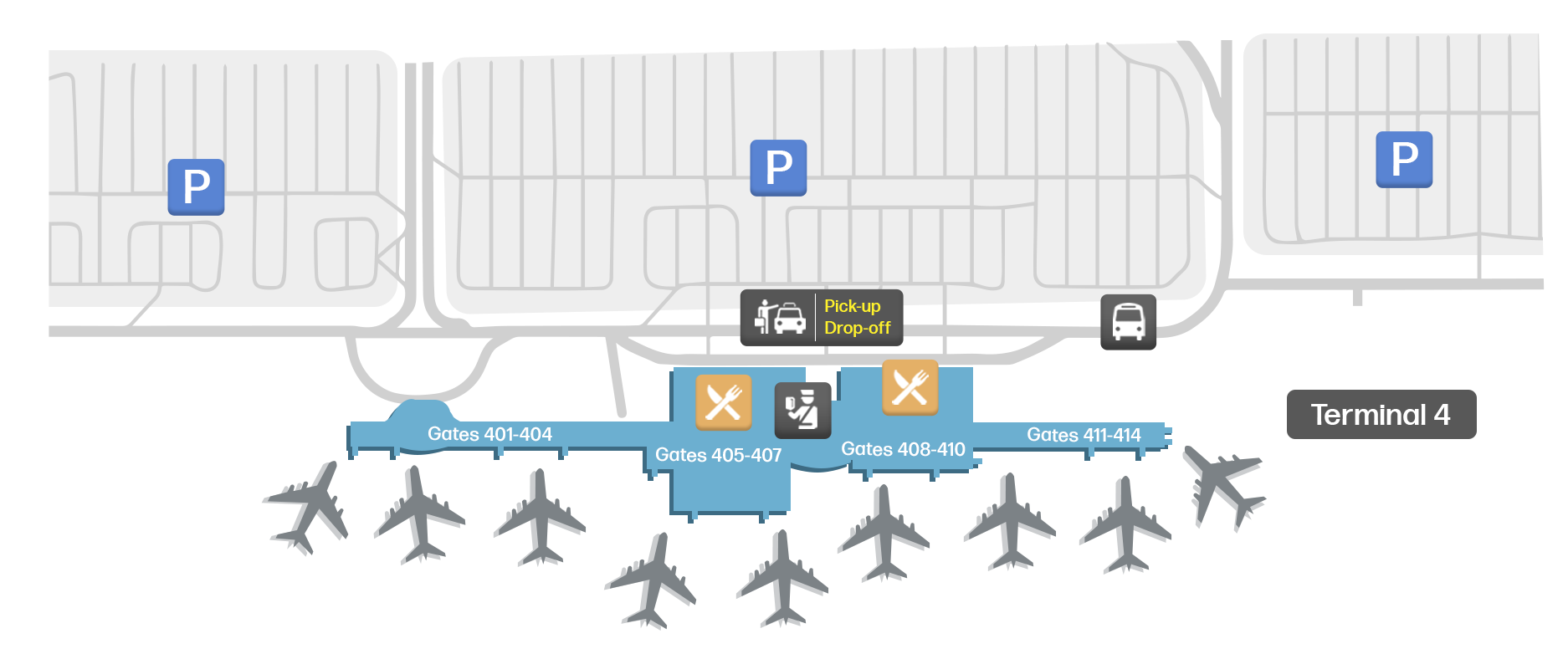ONT航廈4地圖 - 平面圖和登機門佈局