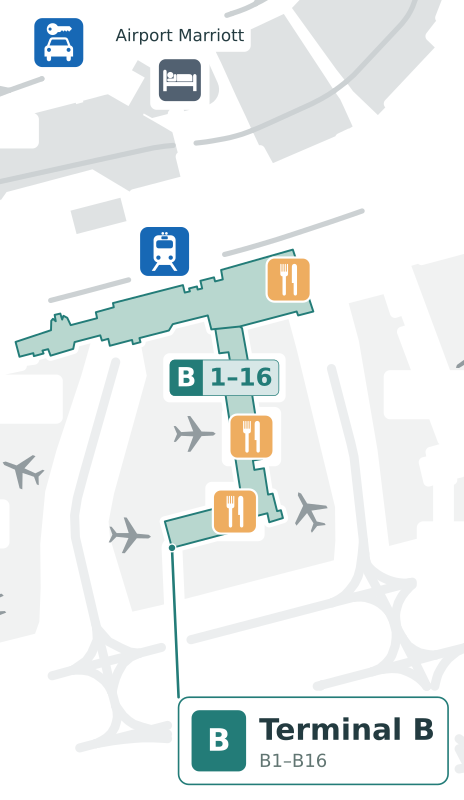 PHL Terminal b Map - Floor Plan & Gate Layout