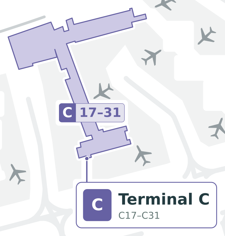 PHL Terminal c Map - Floor Plan & Gate Layout