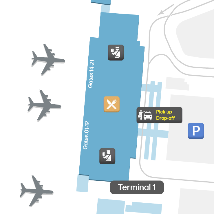 Mapa de Terminal 1 SGN - Plano de Planta y Diseño de Puertas