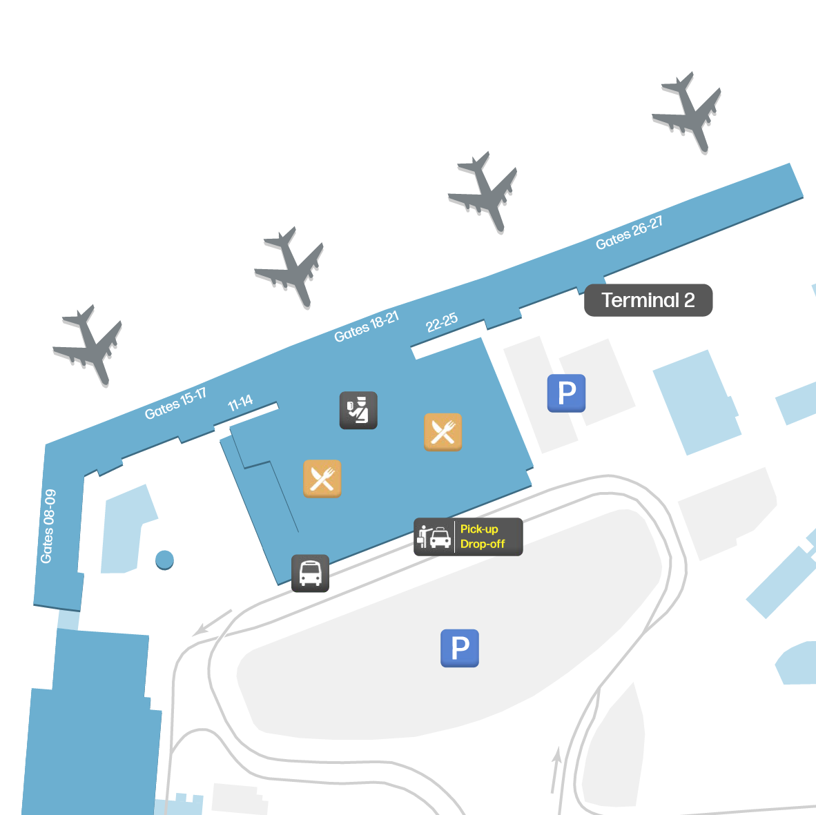 Mapa de Terminal 2 SGN - Plano de Planta y Diseño de Puertas